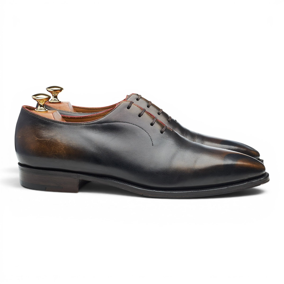 'Casanova' Dark Brown 'Old Black' Patina Leather Wholecut Oxford UK 9