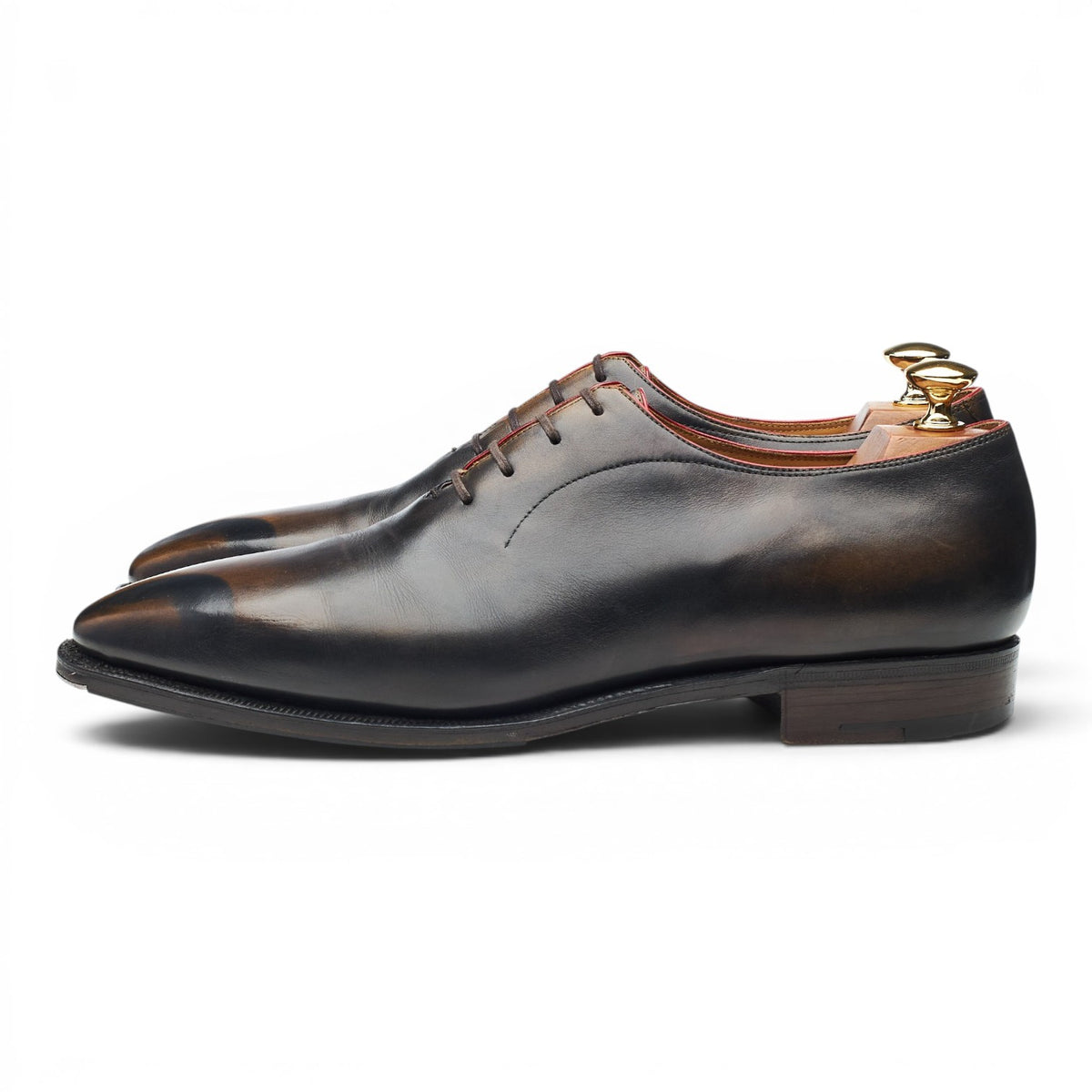 'Casanova' Dark Brown 'Old Black' Patina Leather Wholecut Oxford UK 9