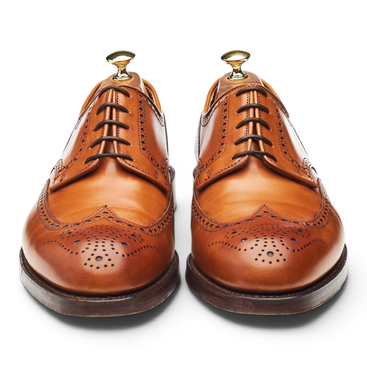 'Cardiff' Tan Brown Leather Derby Brogue UK 10 E