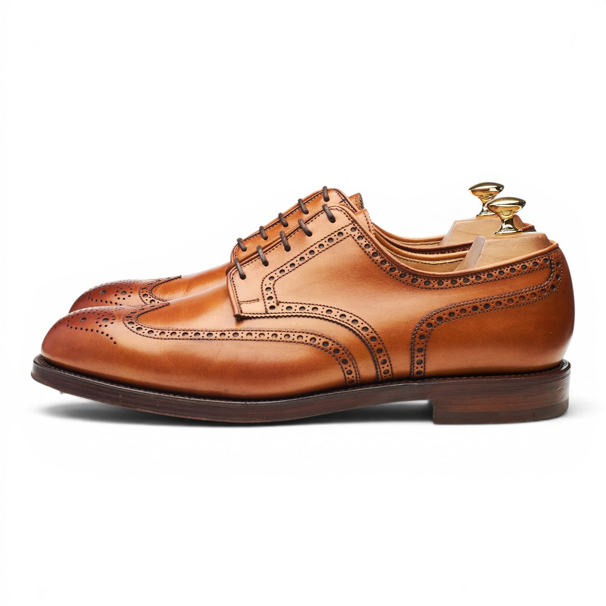 'Cardiff' Tan Brown Leather Derby Brogue UK 10 E