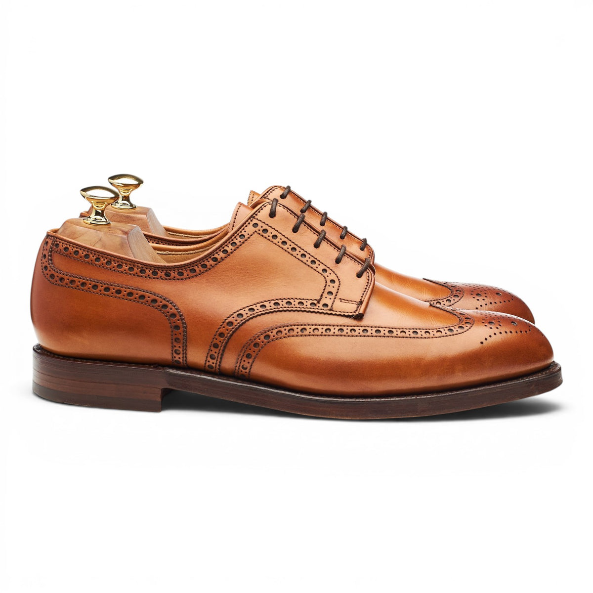 'Cardiff' Tan Brown Leather Derby Brogue UK 10 E