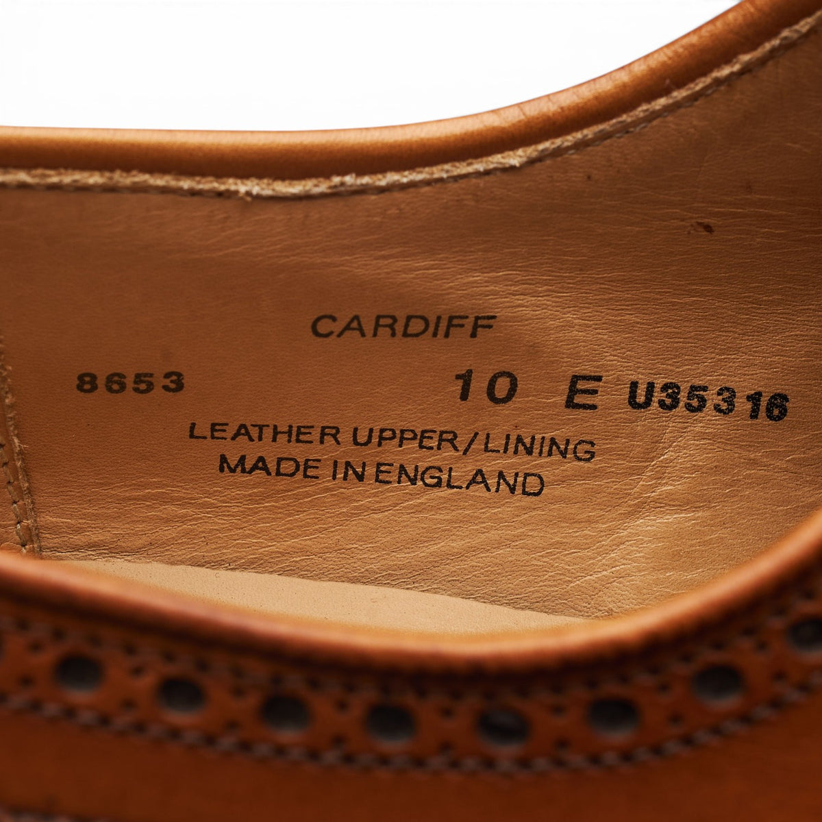 'Cardiff' Tan Brown Leather Derby Brogue UK 10 E