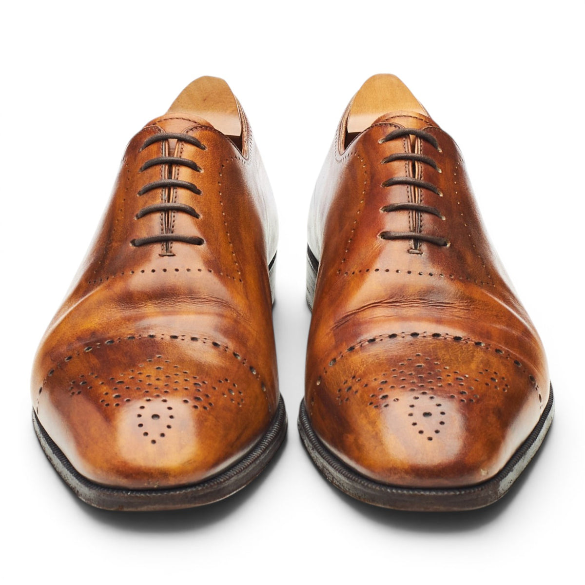 Tan Brown Patina Leather Oxford UK 8.5
