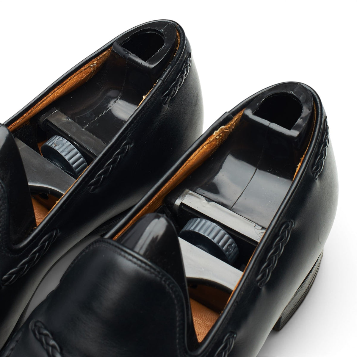 Black Leather Tassel Loafers UK 7 E