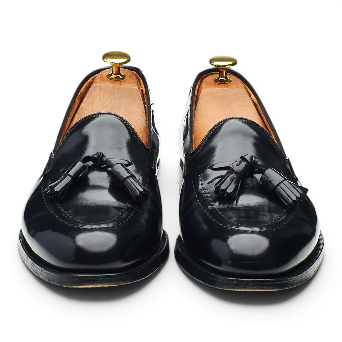 'Keats' Black Leather Tassel Loafers UK 8.5 F