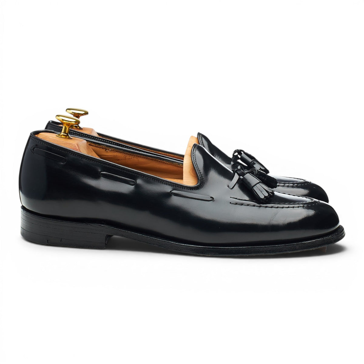 'Keats' Black Leather Tassel Loafers UK 8.5 F