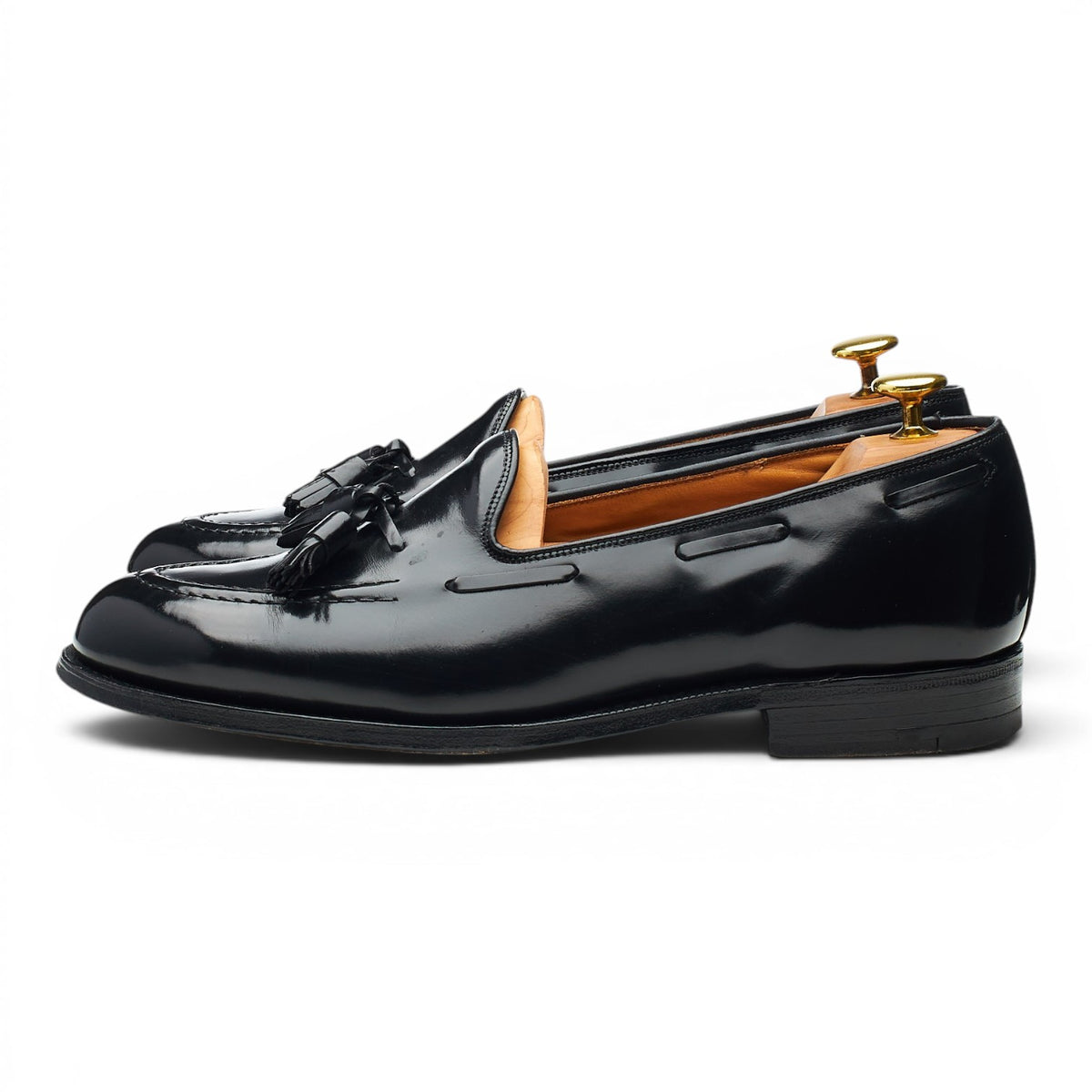 'Keats' Black Leather Tassel Loafers UK 8.5 F