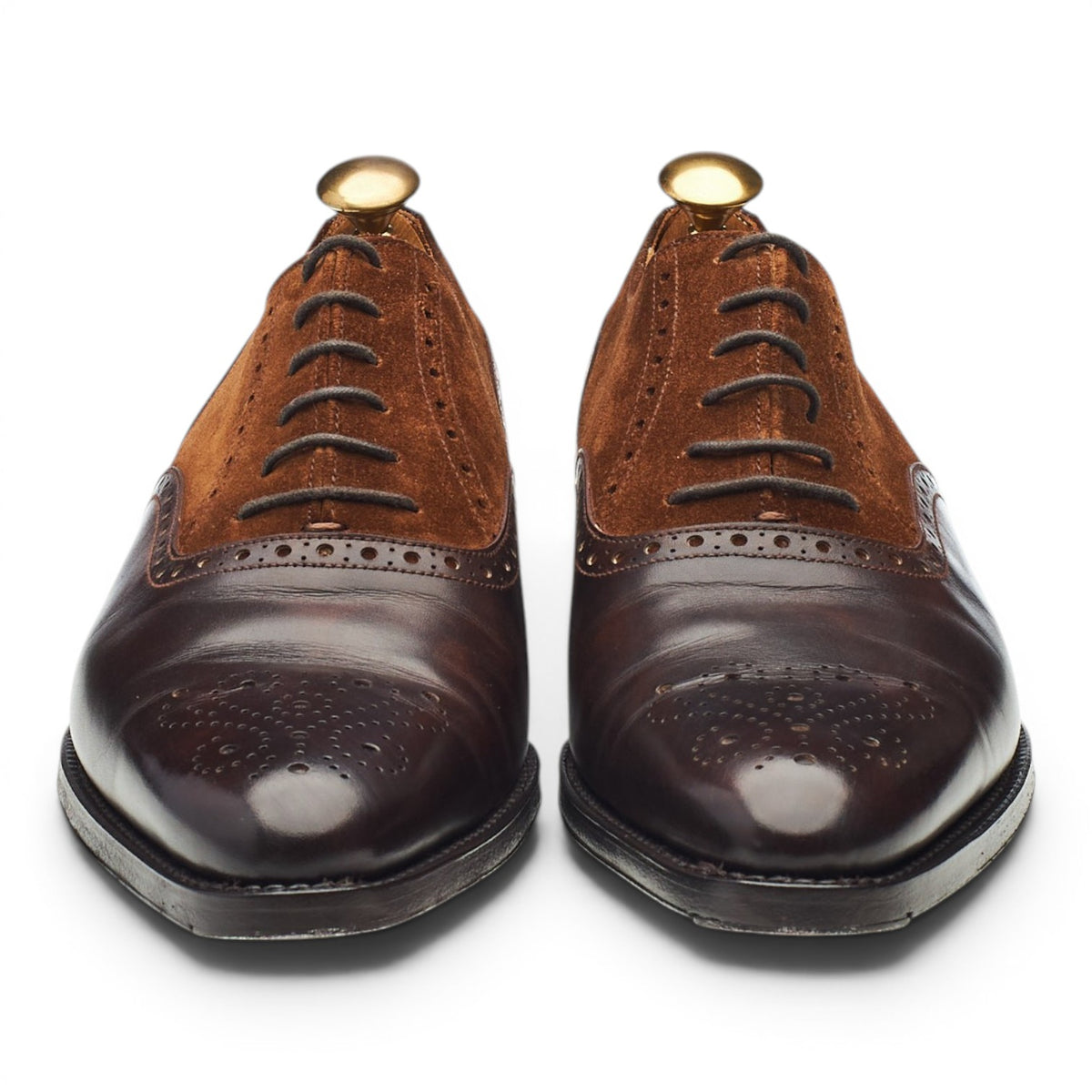 'Wallingford' Dark Brown Museum Leather Brown Suede Oxford Brogues UK 7 E