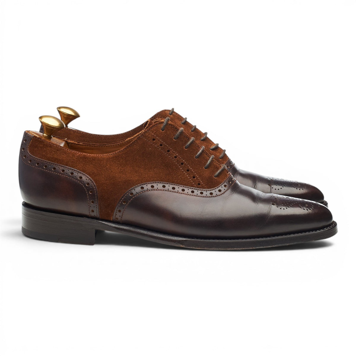 'Wallingford' Dark Brown Museum Leather Brown Suede Oxford Brogues UK 7 E