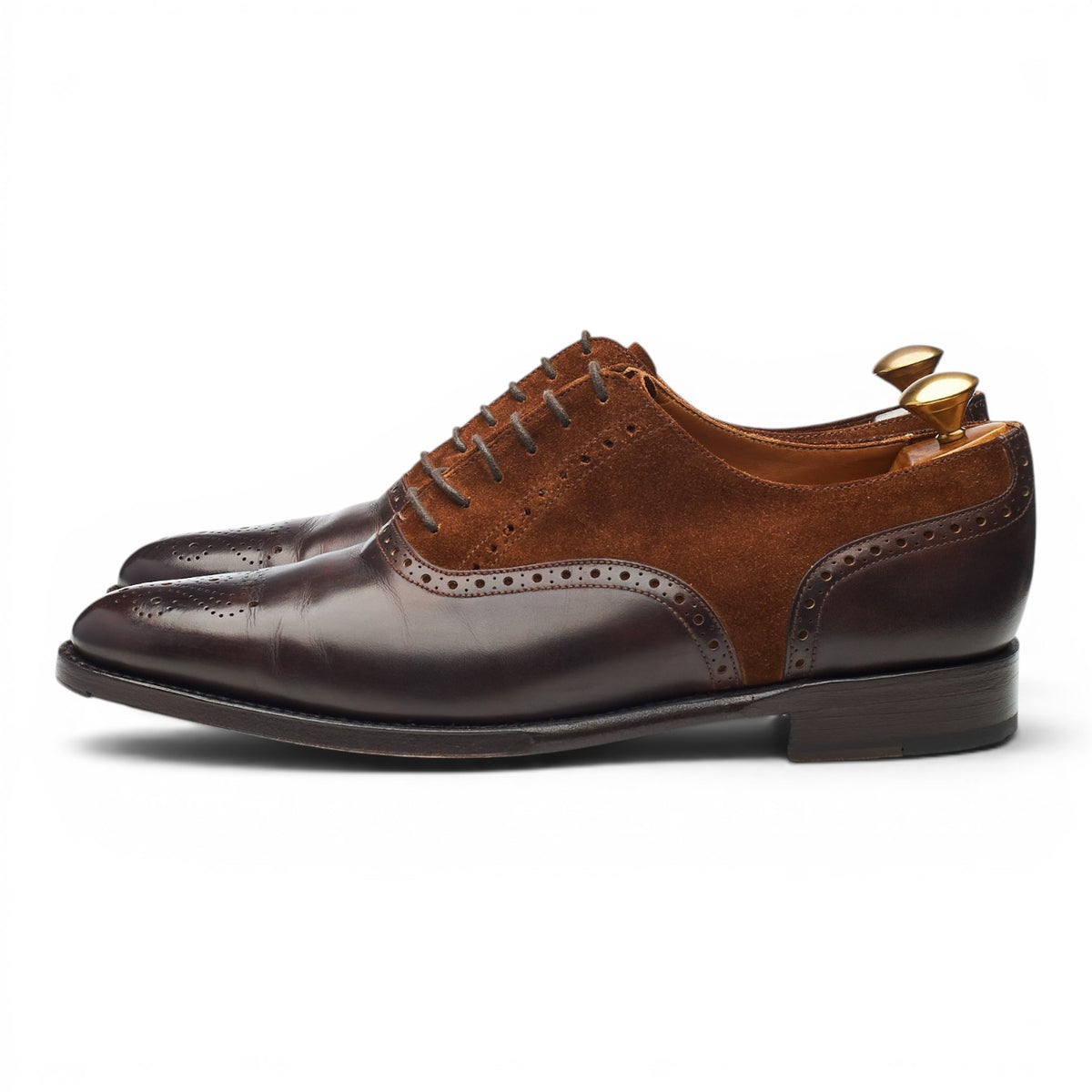 'Wallingford' Dark Brown Museum Leather Brown Suede Oxford Brogues UK 7 E