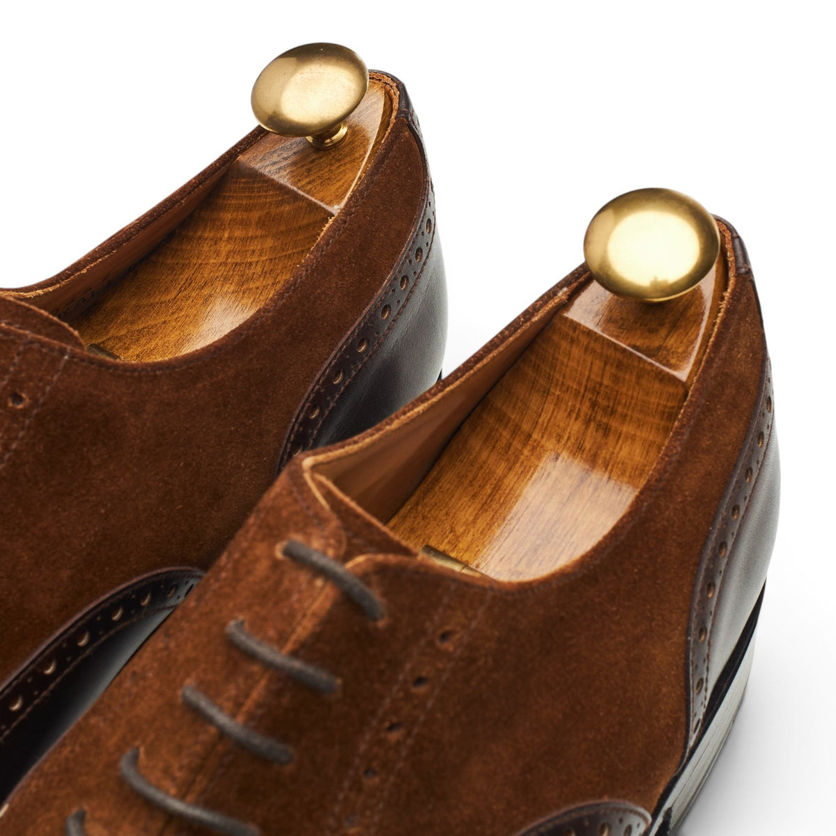 'Wallingford' Dark Brown Museum Leather Brown Suede Oxford Brogues UK 7 E