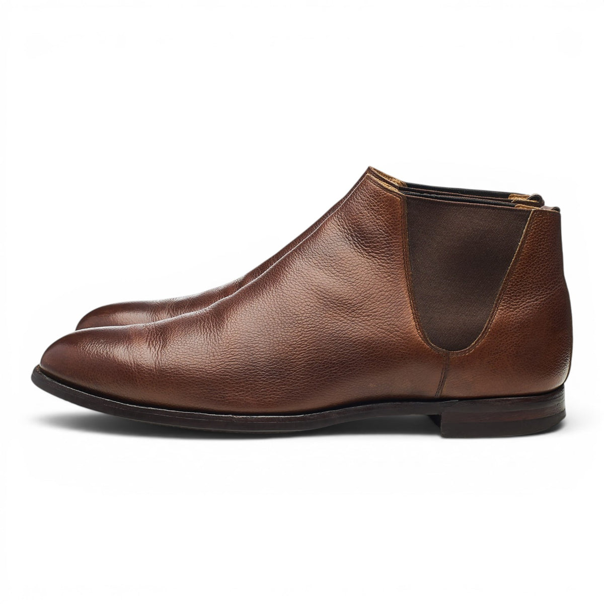'Cranton' Dark Brown Grain Leather Chelsea Boots UK 9.5 E