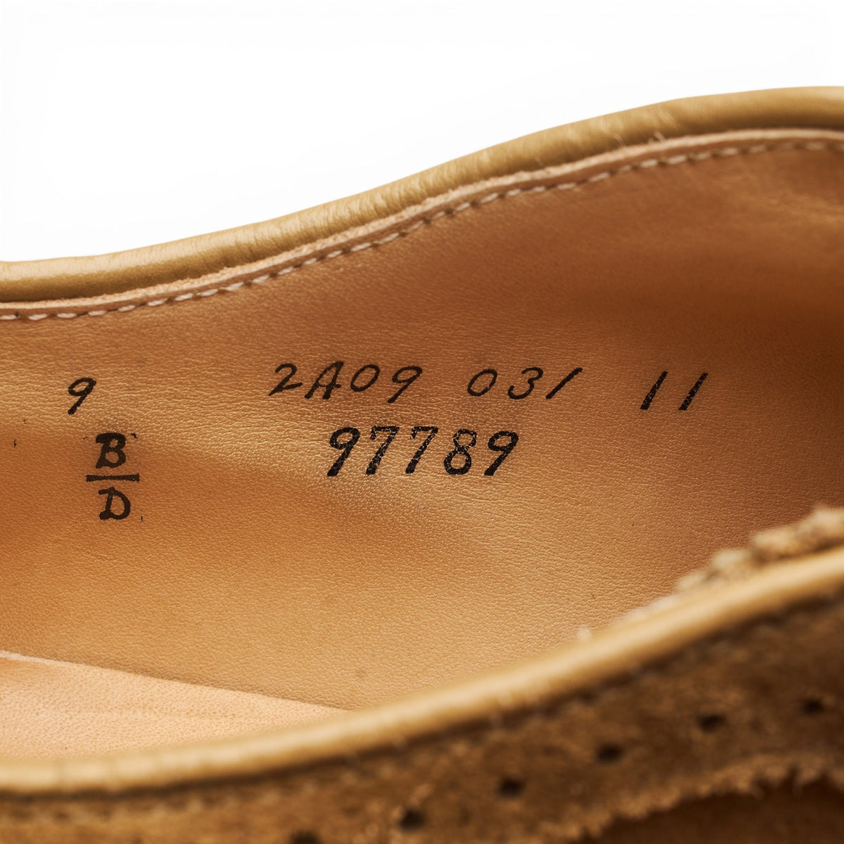 Leffot '97789' Tan Brown Suede Derby Brogues UK 8.5 US 9 D