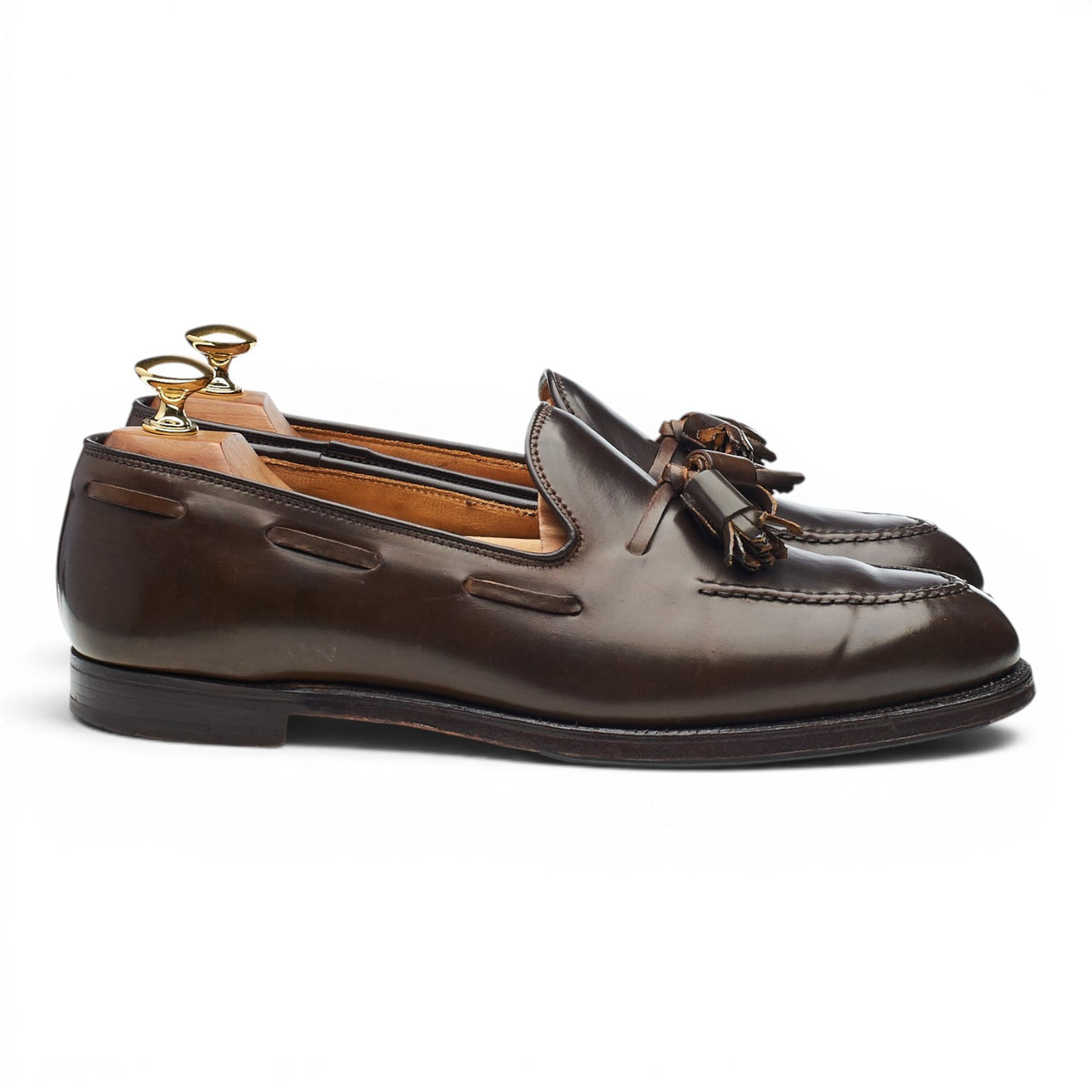 'Cavendish 2' Dark Brown Cordovan Leather Tassel Loafers UK 6.5 E