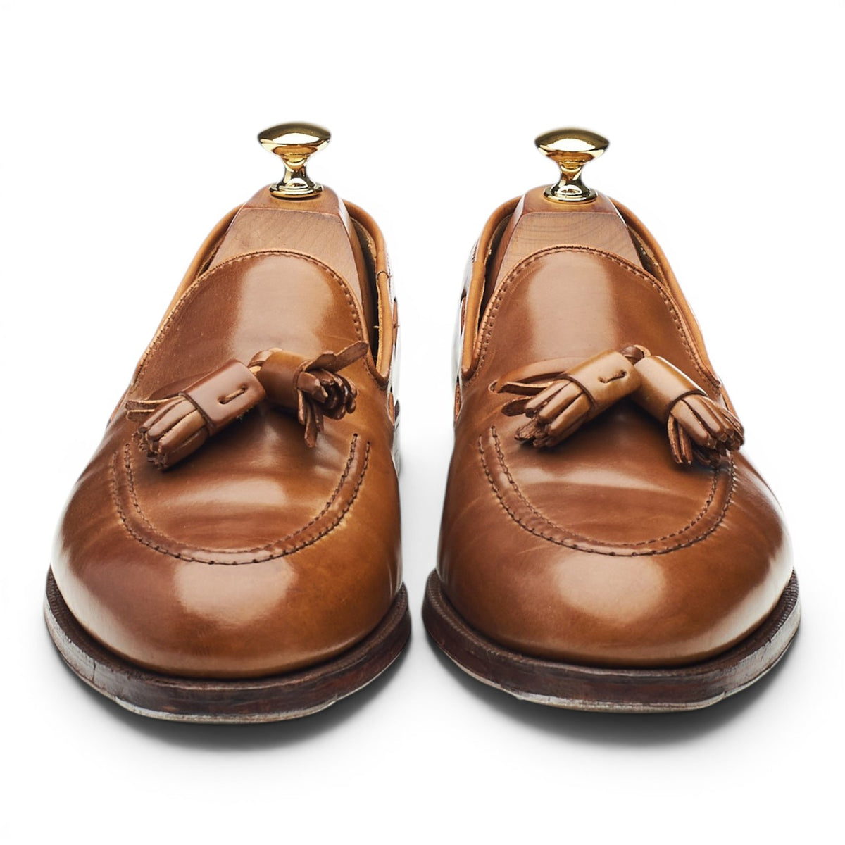 'Cavendish 2' Whisky Tan Brown Cordovan Leather Tassel Loafers UK 6.5 E