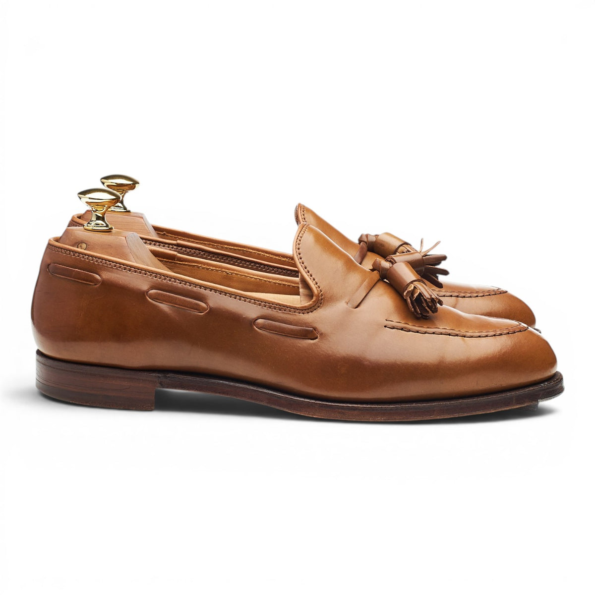 'Cavendish 2' Whisky Tan Brown Cordovan Leather Tassel Loafers UK 6.5 E