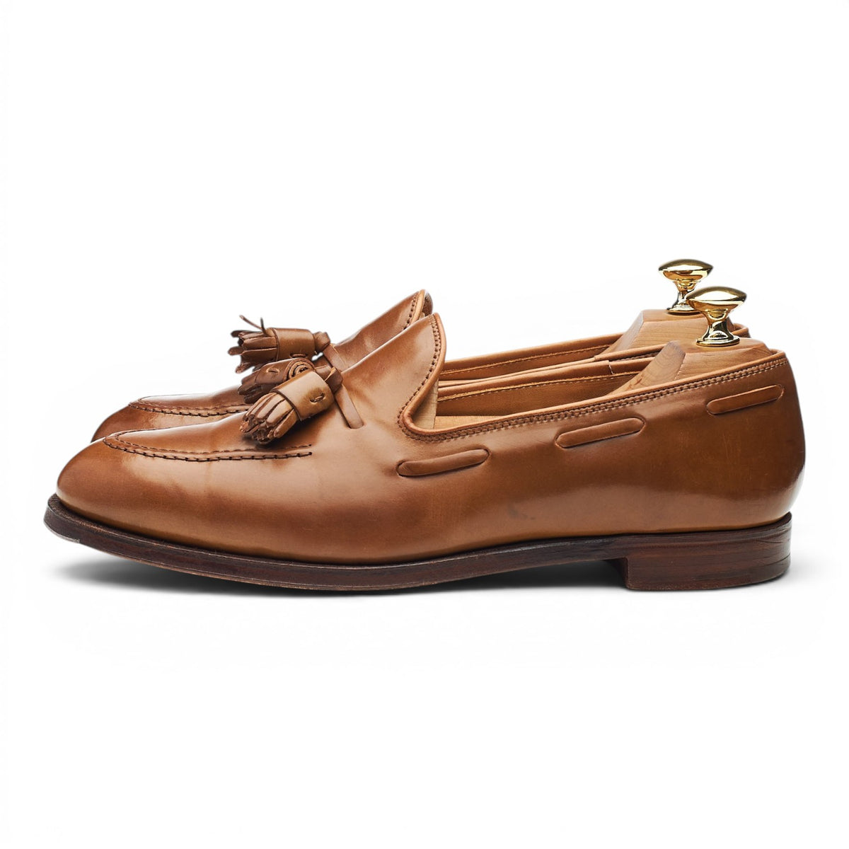 'Cavendish 2' Whisky Tan Brown Cordovan Leather Tassel Loafers UK 6.5 E