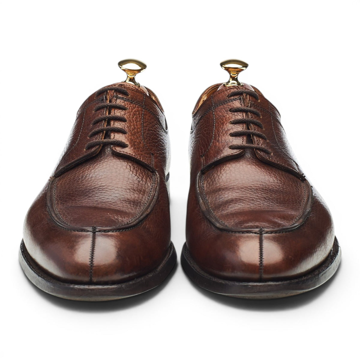 'Hardwick' Dark Brown Grain Leather Split Toe Derby UK 9.5 E