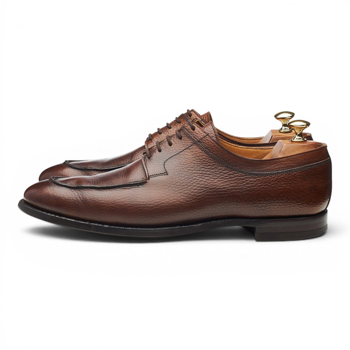 'Hardwick' Dark Brown Grain Leather Split Toe Derby UK 9.5 E