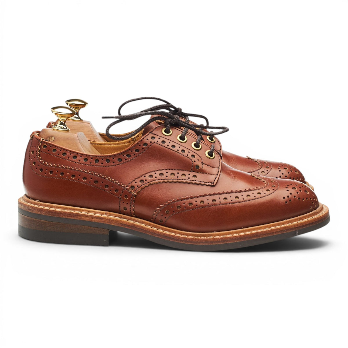 'Bourton' Tan Brown Leather Derby Brogues UK 6