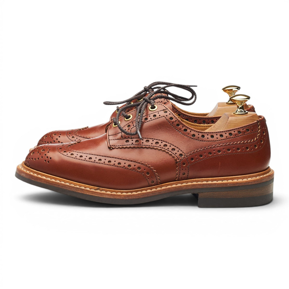 'Bourton' Tan Brown Leather Derby Brogues UK 6