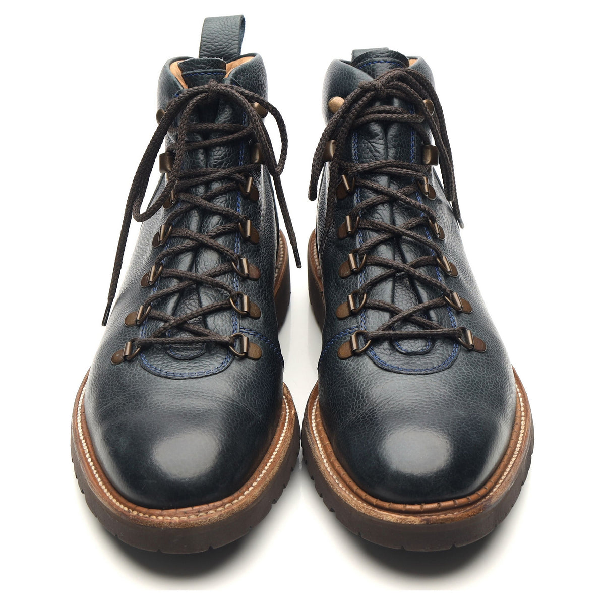 &#39;Glencoe&#39; Navy Blue Leather Hiker Boots UK 9.5 F