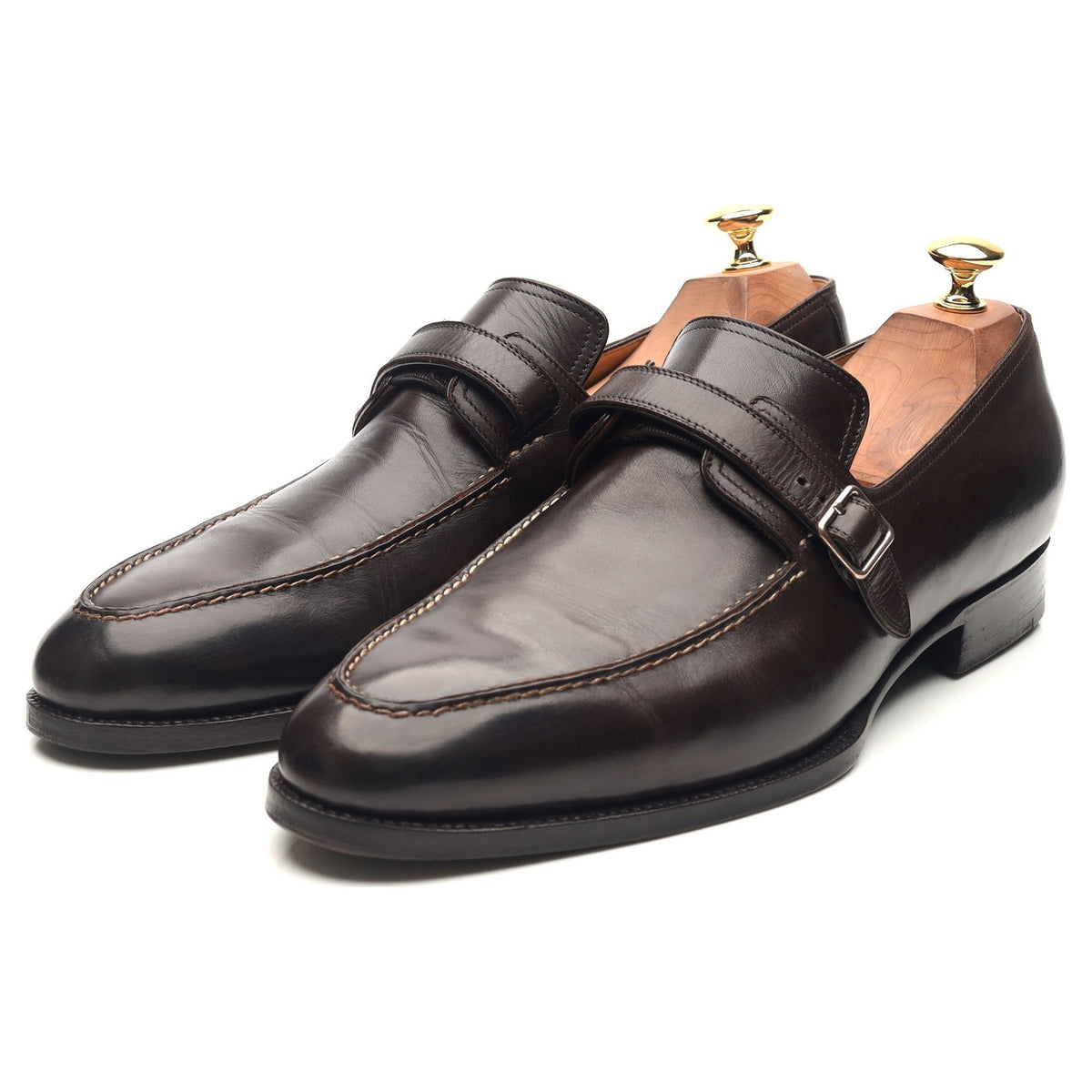 &#39;100&#39; Dark Brown Leather Monk Strap UK 9 F