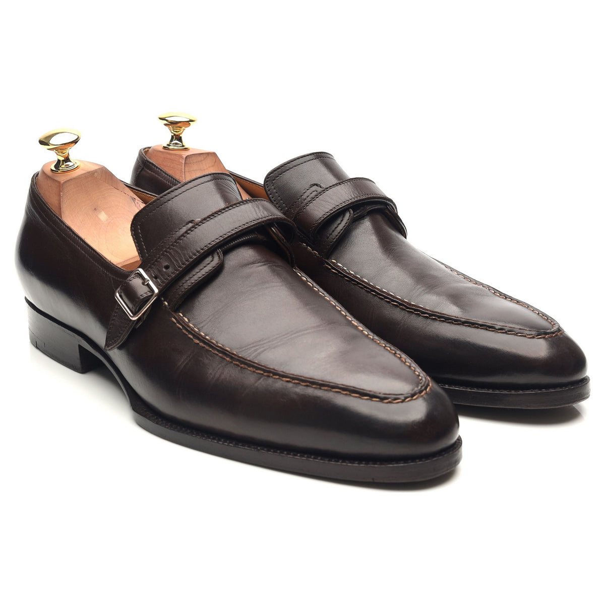 &#39;100&#39; Dark Brown Leather Monk Strap UK 9 F