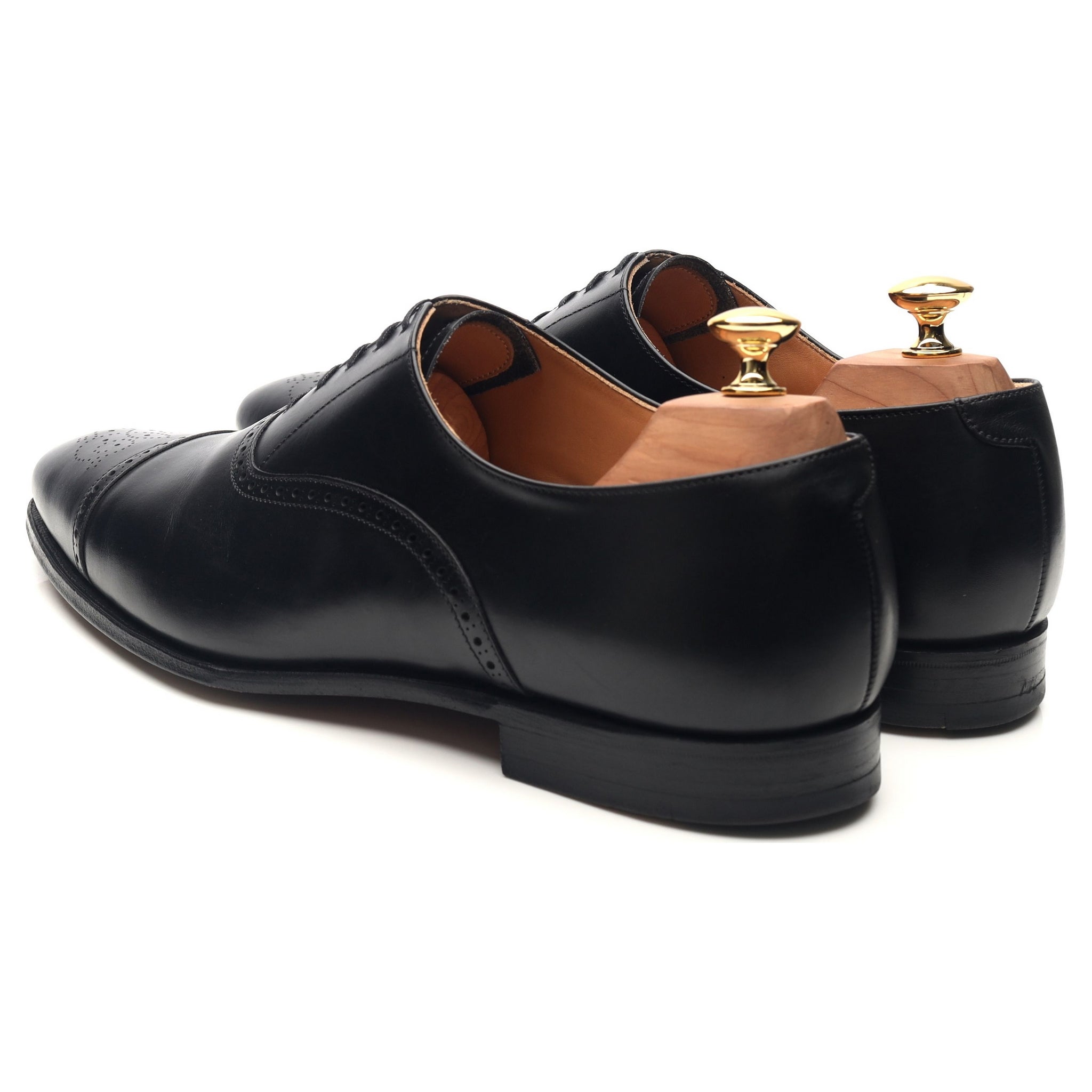 Malton' Black Leather Oxford Semi Brogues UK 10 E - Abbot's Shoes