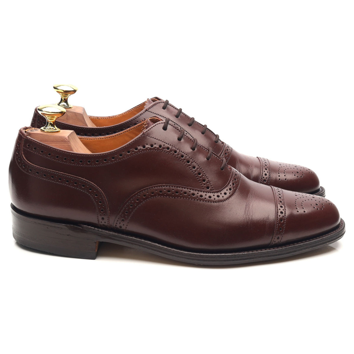 Burgundy Leather Oxford Semi Brogues UK 7 F