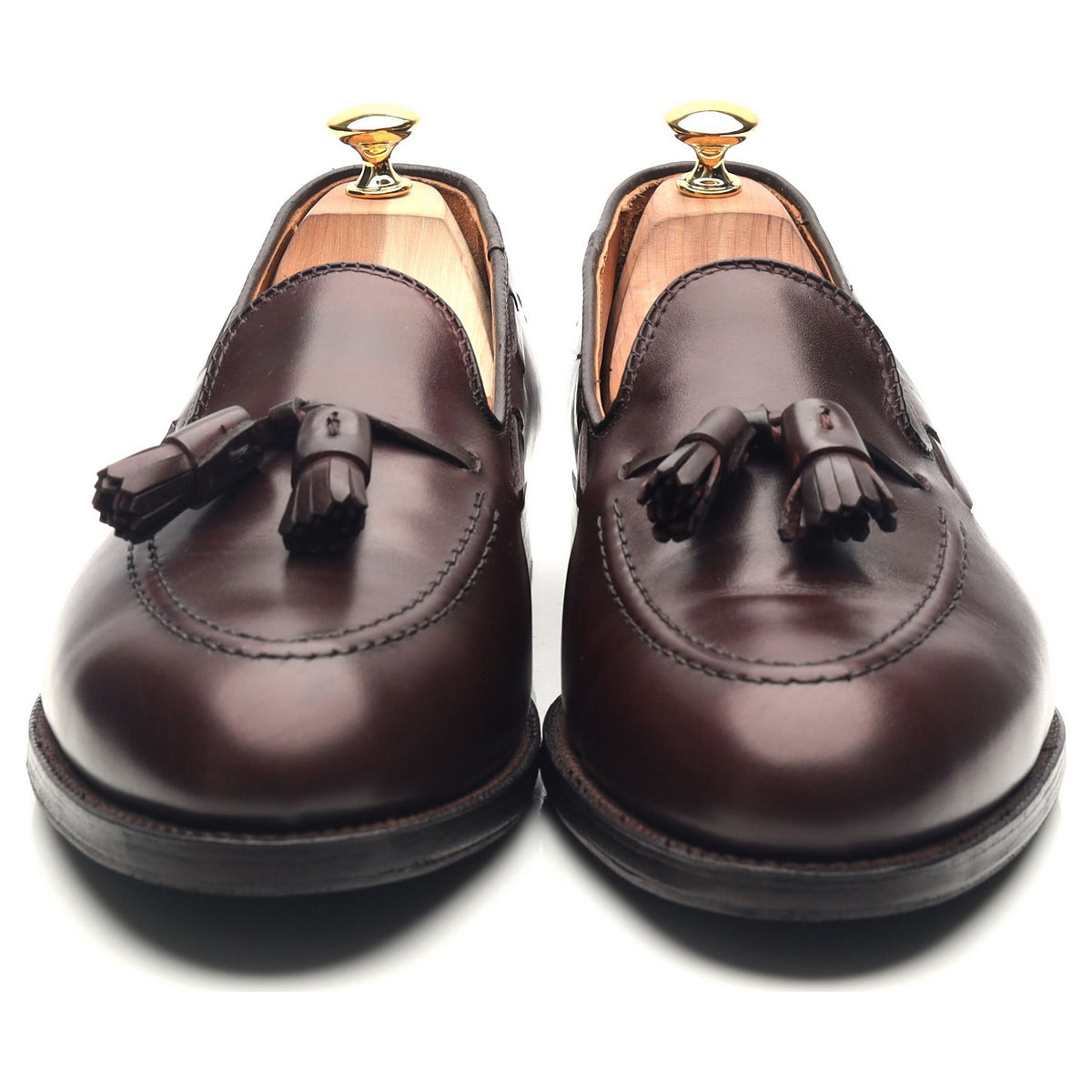 &#39;06598&#39; Burgundy Leather Tassel Loafers UK 10.5 US 11