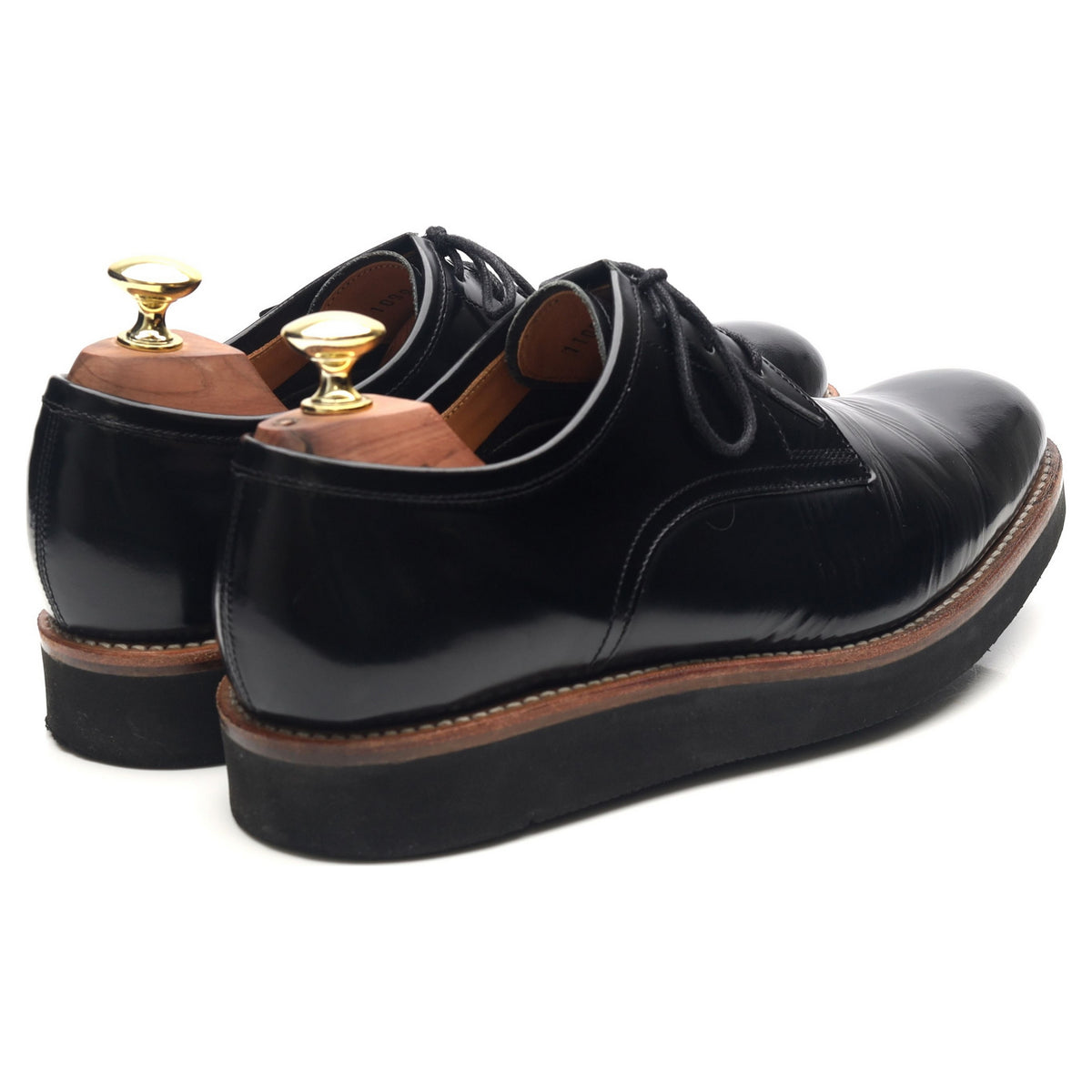 &#39;Lennie&#39; Black Leather Wedge Derby UK 7 F