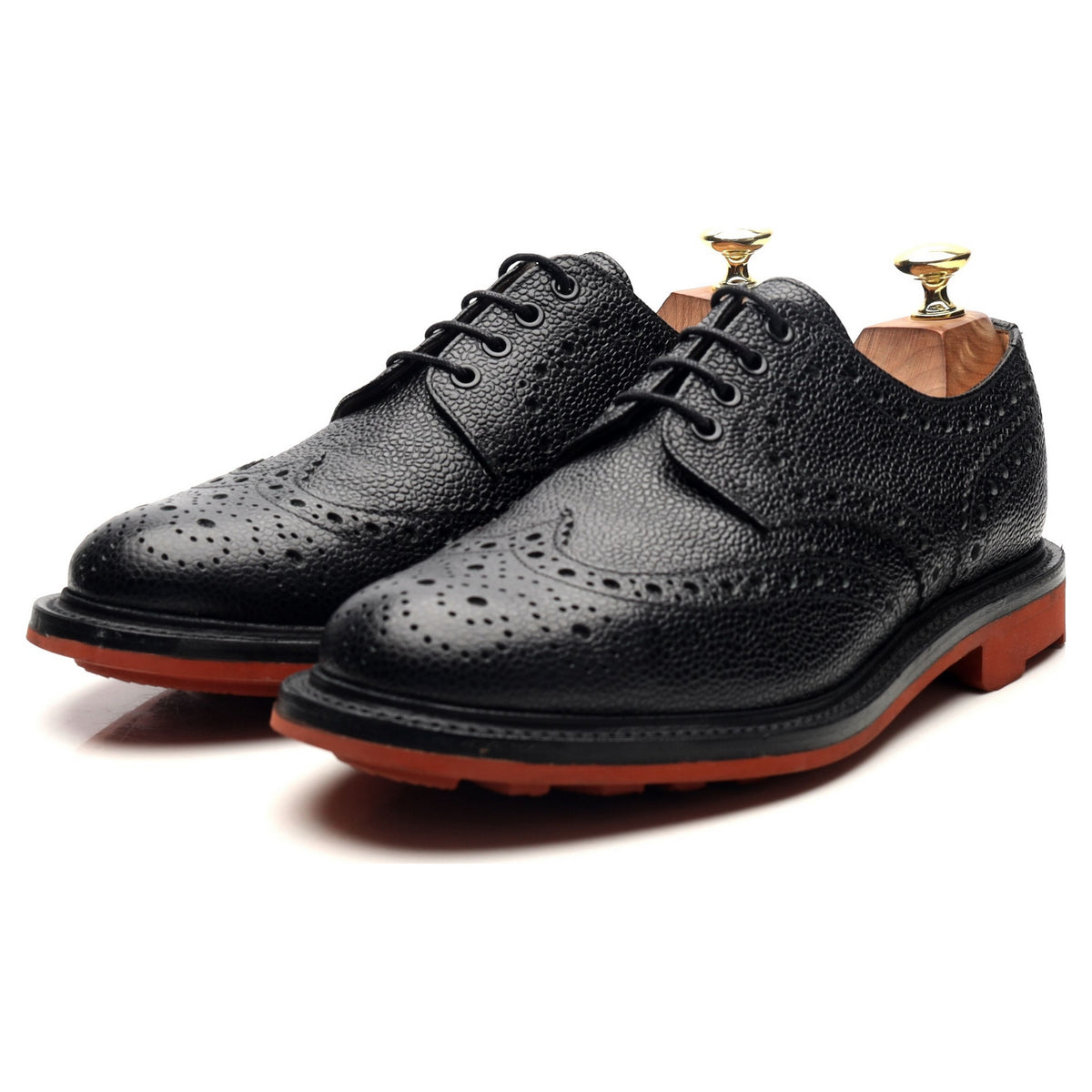 &#39;Jude&#39; Black Leather Derby Brogues UK 7