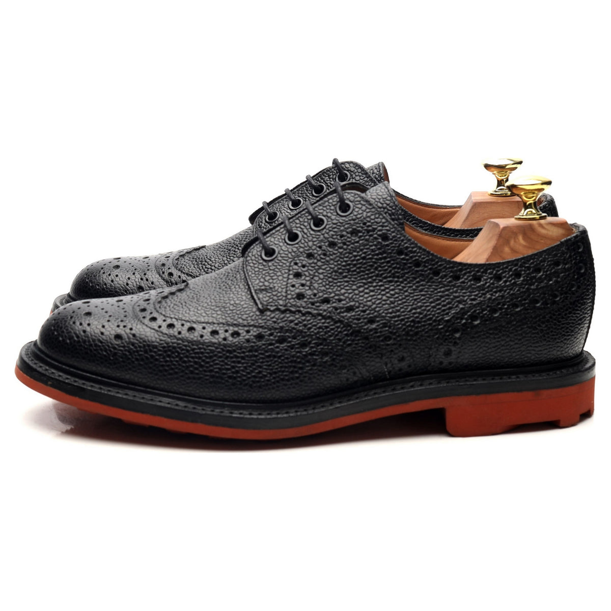 &#39;Jude&#39; Black Leather Derby Brogues UK 7