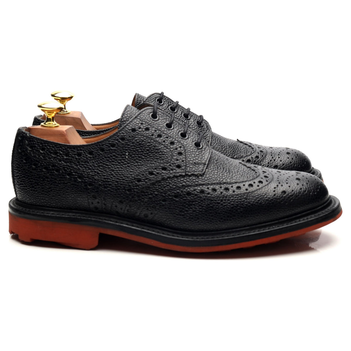 &#39;Jude&#39; Black Leather Derby Brogues UK 7