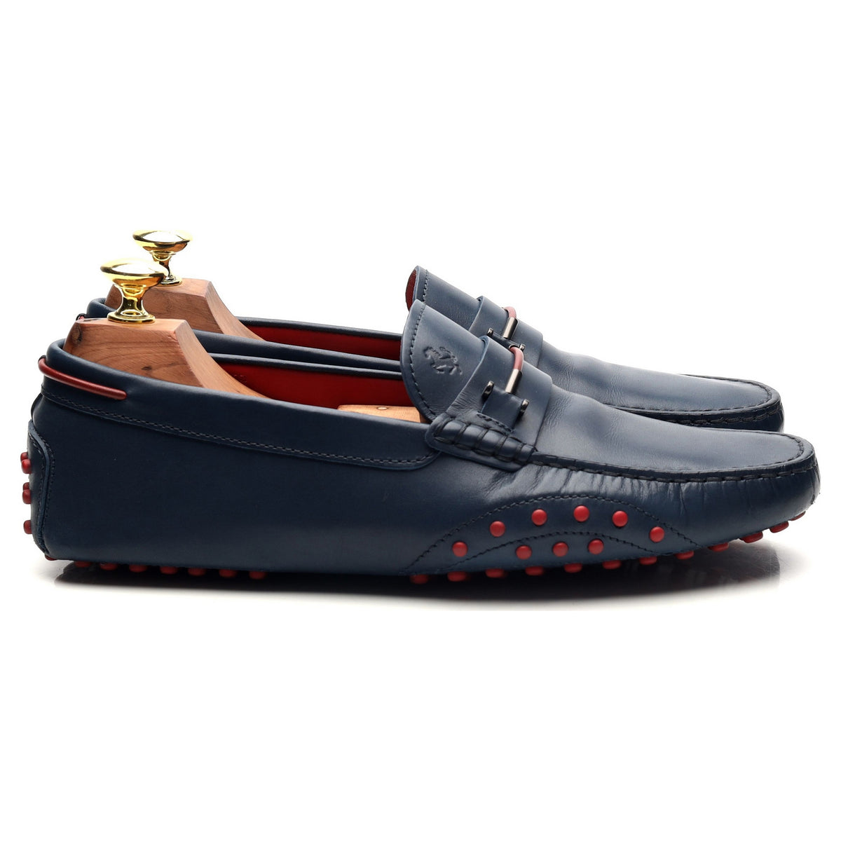 Ferrari Navy Blue Leather Driving Loafers UK 7