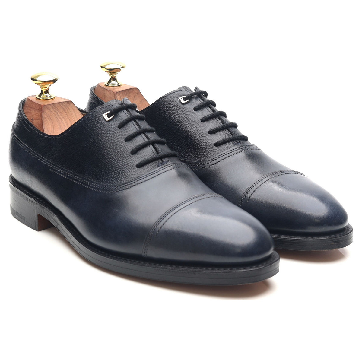 &#39;Weir&#39; Navy Blue Museum Leather Oxford UK 7 E