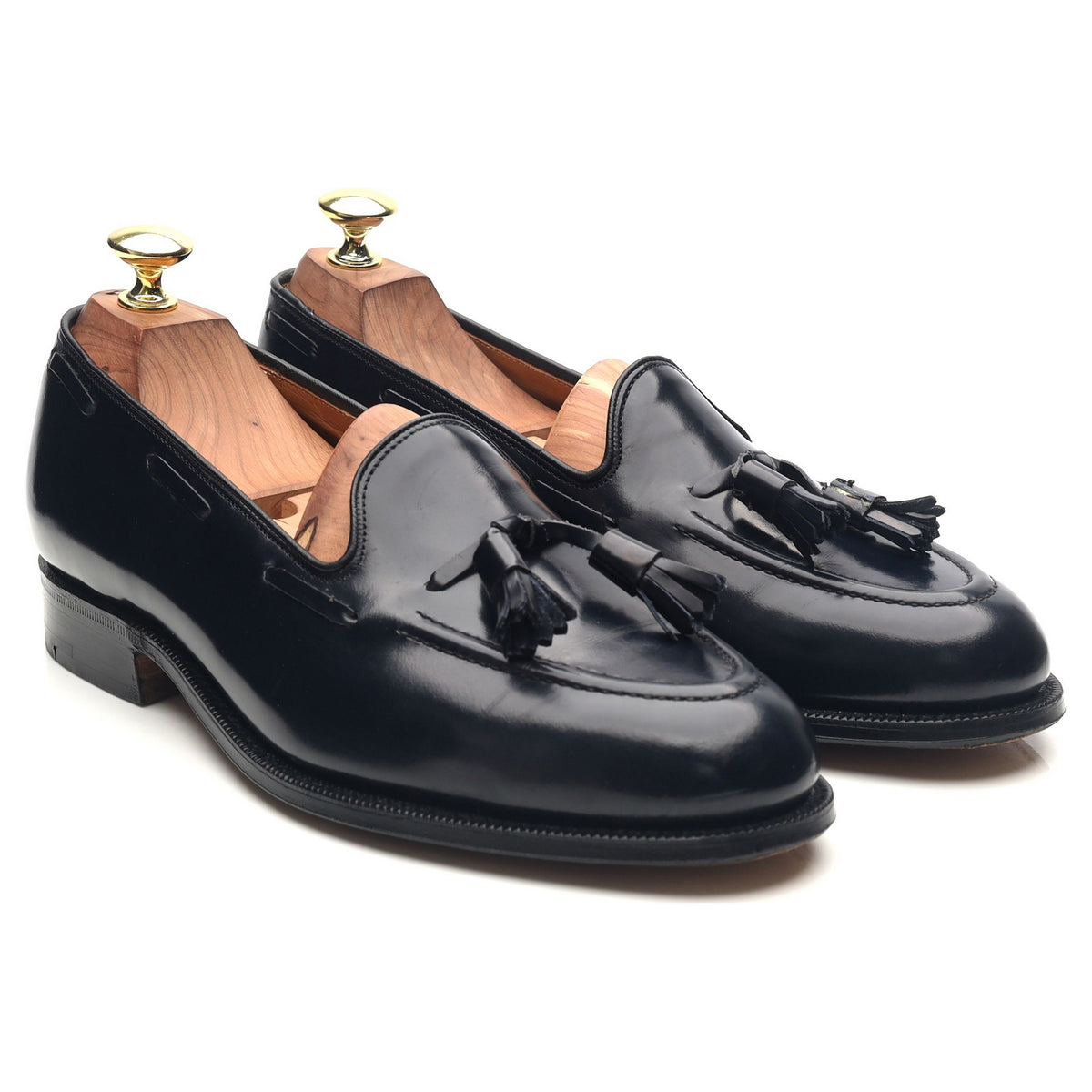 &#39;Keats II&#39; Navy Blue Leather Tassel Loafers UK 7.5 F