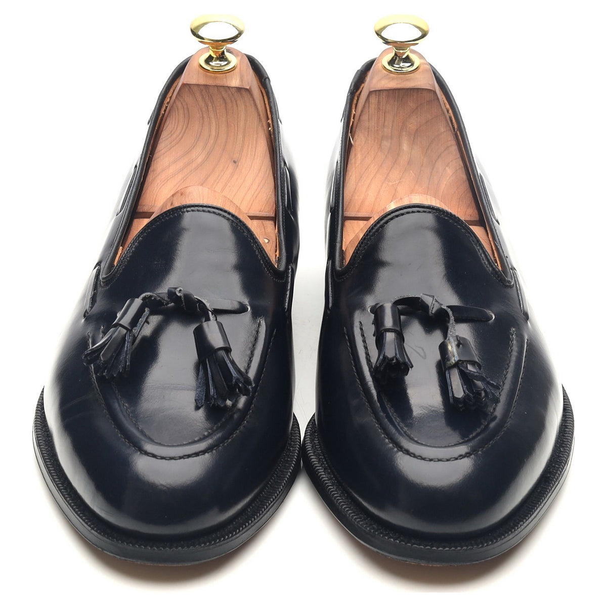 &#39;Keats II&#39; Navy Blue Leather Tassel Loafers UK 7.5 F
