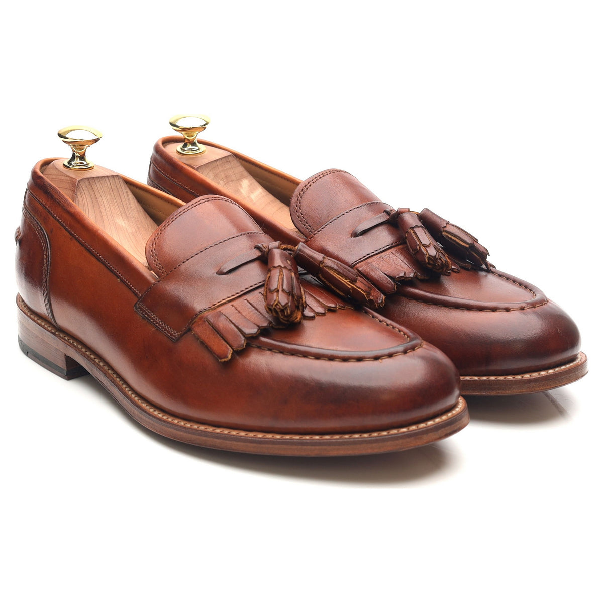 &#39;Mackenzie&#39; Tan Brown Leather Tassel Loafers UK 8.5 E