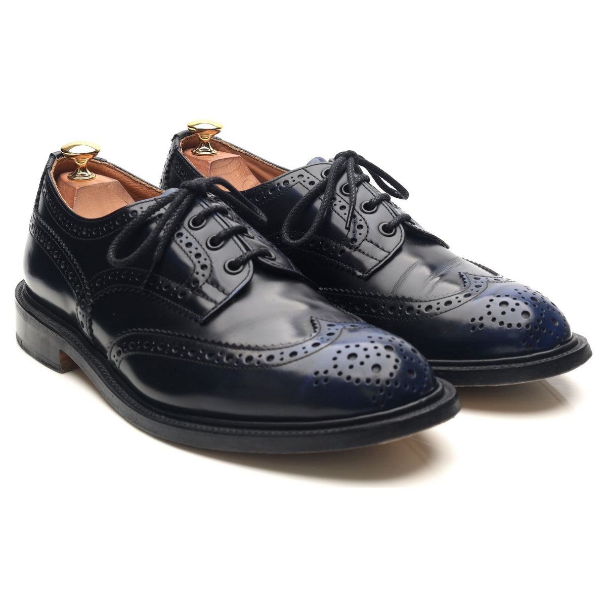 &#39;Bourton&#39; Navy Blue Leather Derby Brogues UK 9.5