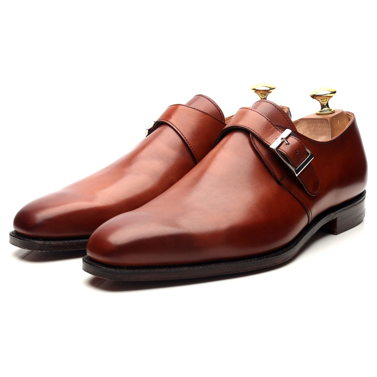 &#39;Monkton&#39; Tan Brown Leather Monk Strap UK 8.5 E