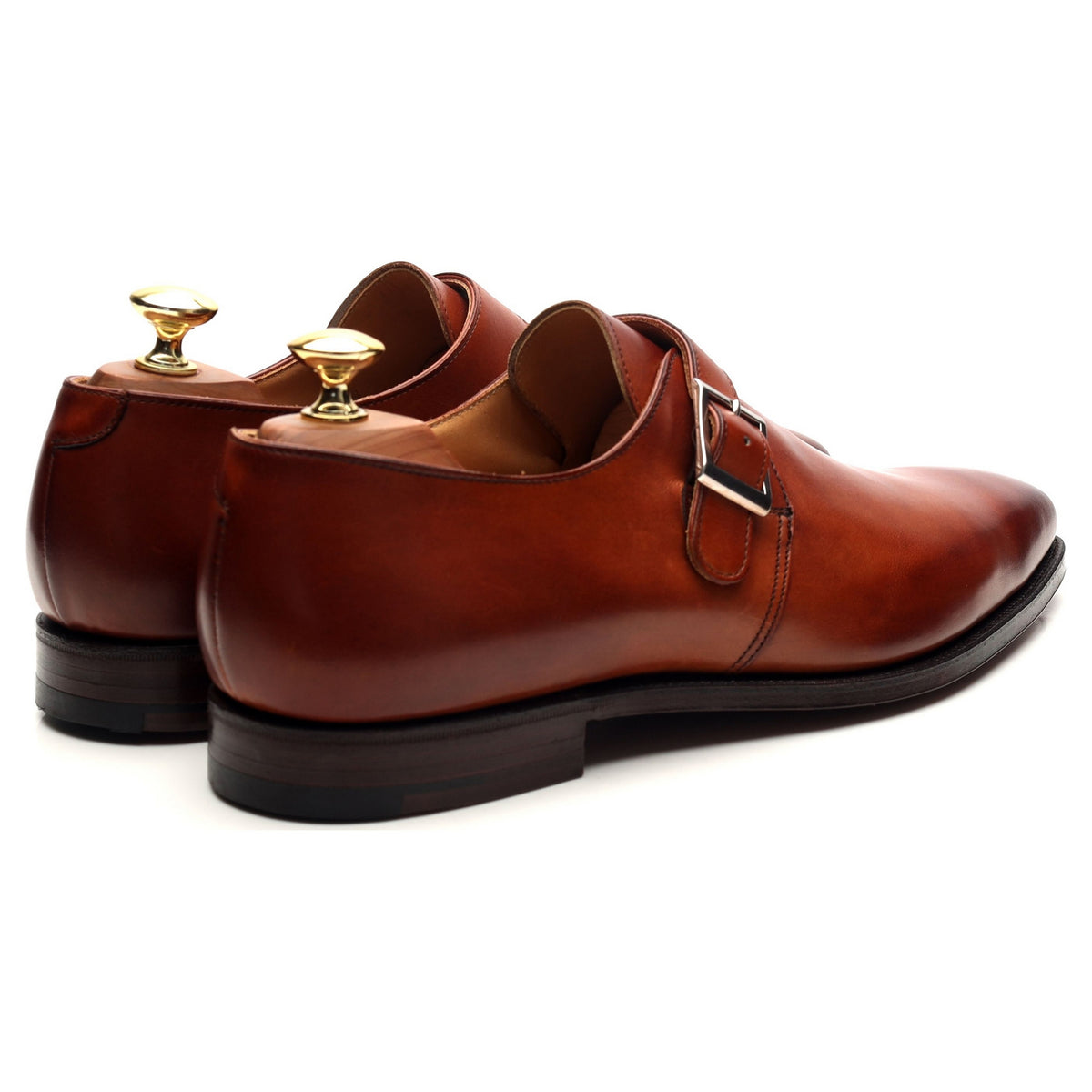 &#39;Monkton&#39; Tan Brown Leather Monk Strap UK 8.5 E