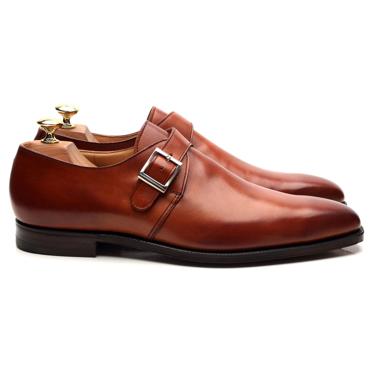 &#39;Monkton&#39; Tan Brown Leather Monk Strap UK 8.5 E