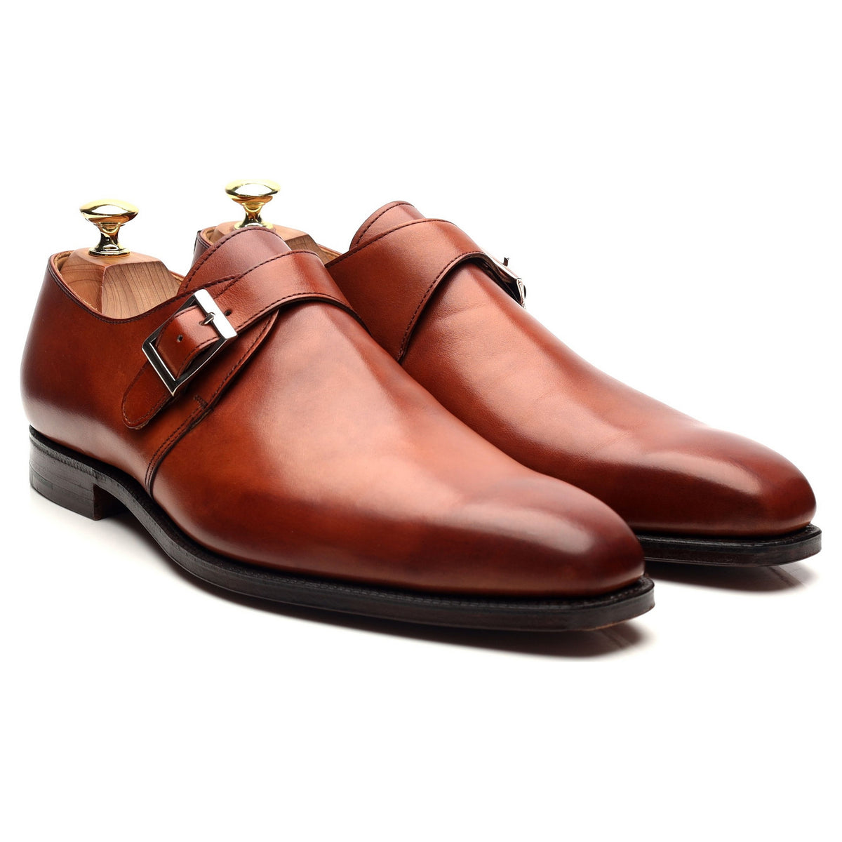 &#39;Monkton&#39; Tan Brown Leather Monk Strap UK 8.5 E