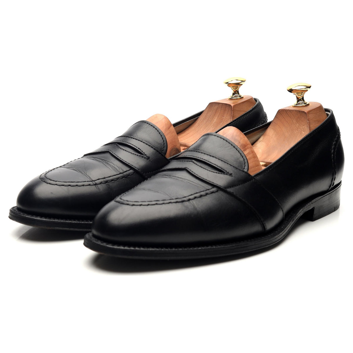 &#39;681&#39; Black Leather Full Strap Loafers UK 9.5 US 10