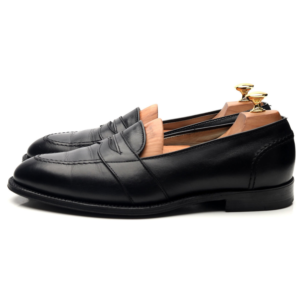 &#39;681&#39; Black Leather Full Strap Loafers UK 9.5 US 10