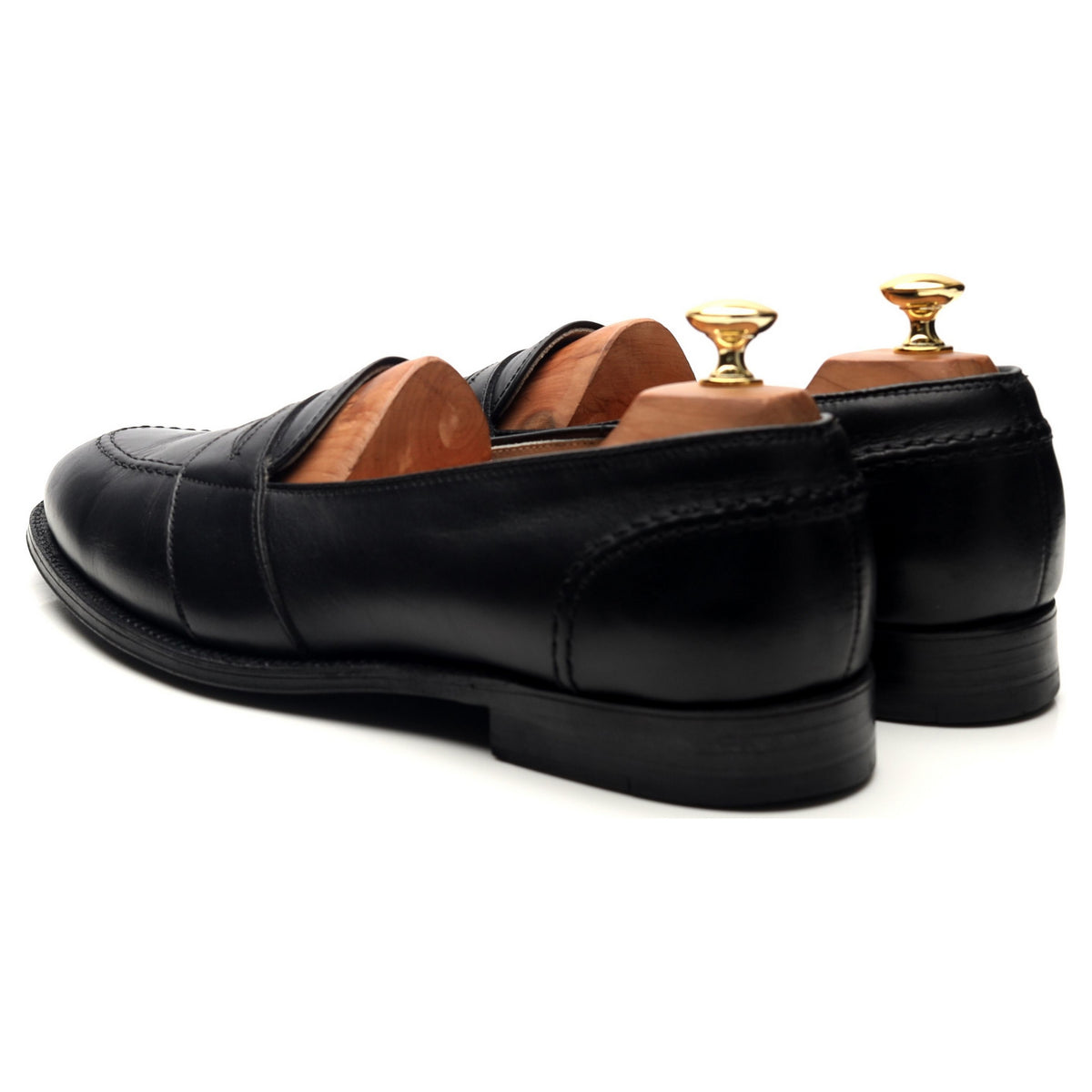 &#39;681&#39; Black Leather Full Strap Loafers UK 9.5 US 10