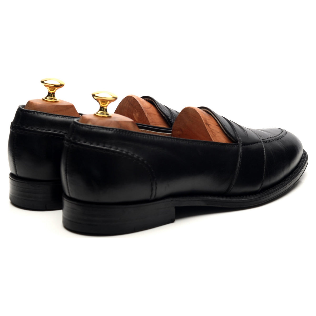 &#39;681&#39; Black Leather Full Strap Loafers UK 9.5 US 10