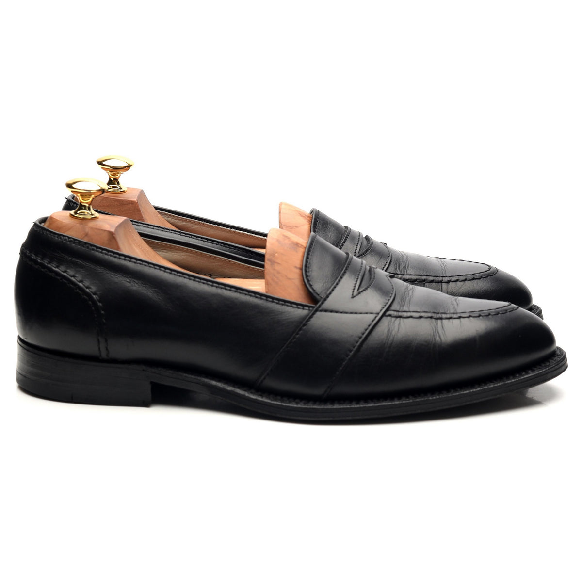 &#39;681&#39; Black Leather Full Strap Loafers UK 9.5 US 10